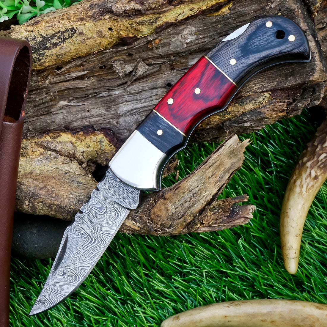 Damascus Steel Folding Pocket Knife