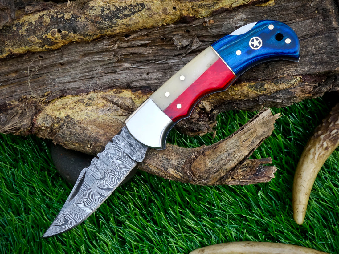 Damascus Steel Folding Pocket Knife