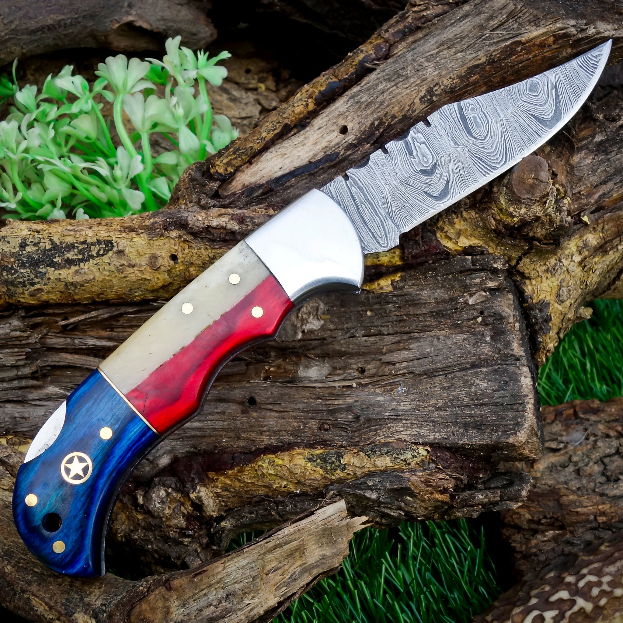 Damascus Steel Folding Pocket Knife
