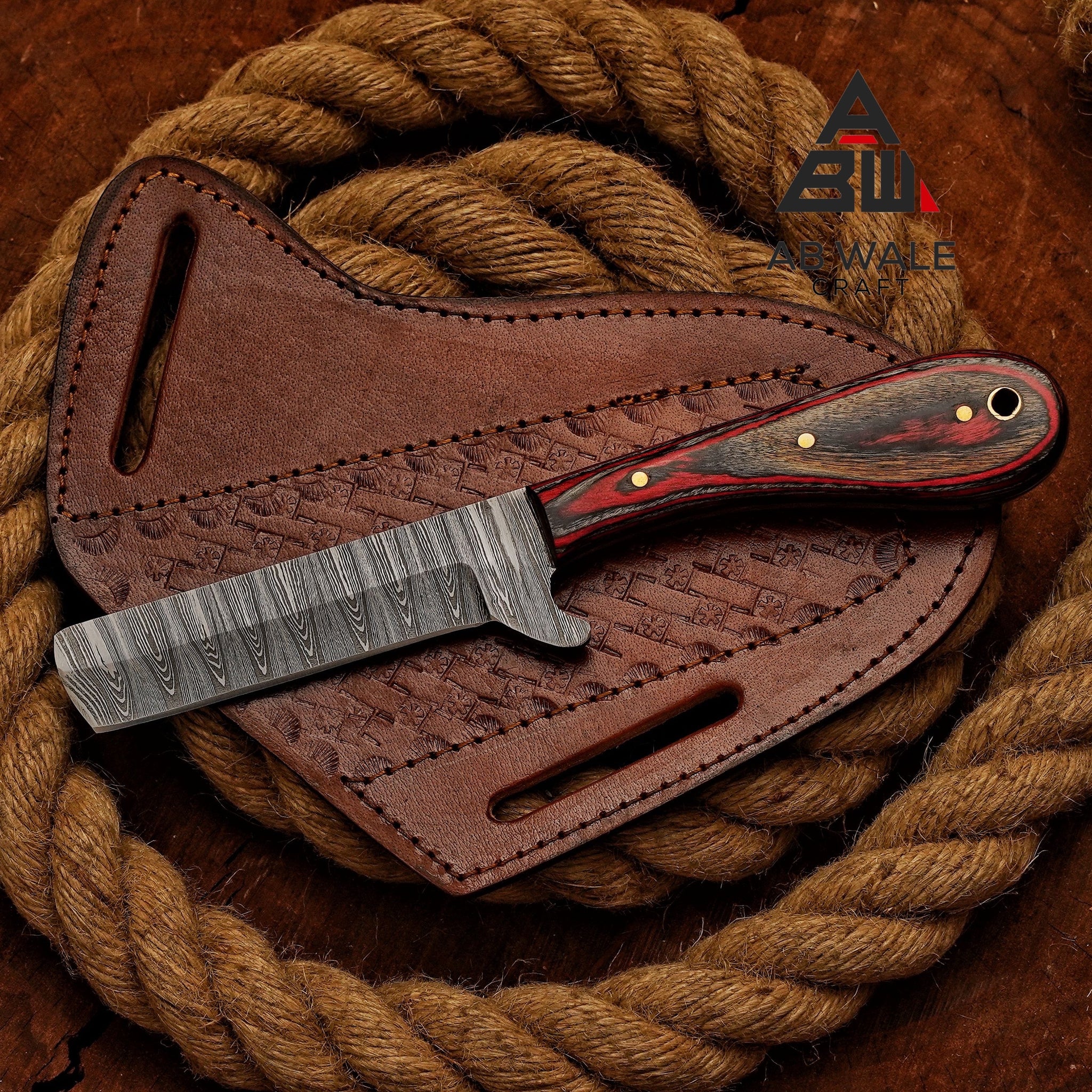 Handmade Damascus Bull Cutter Knife