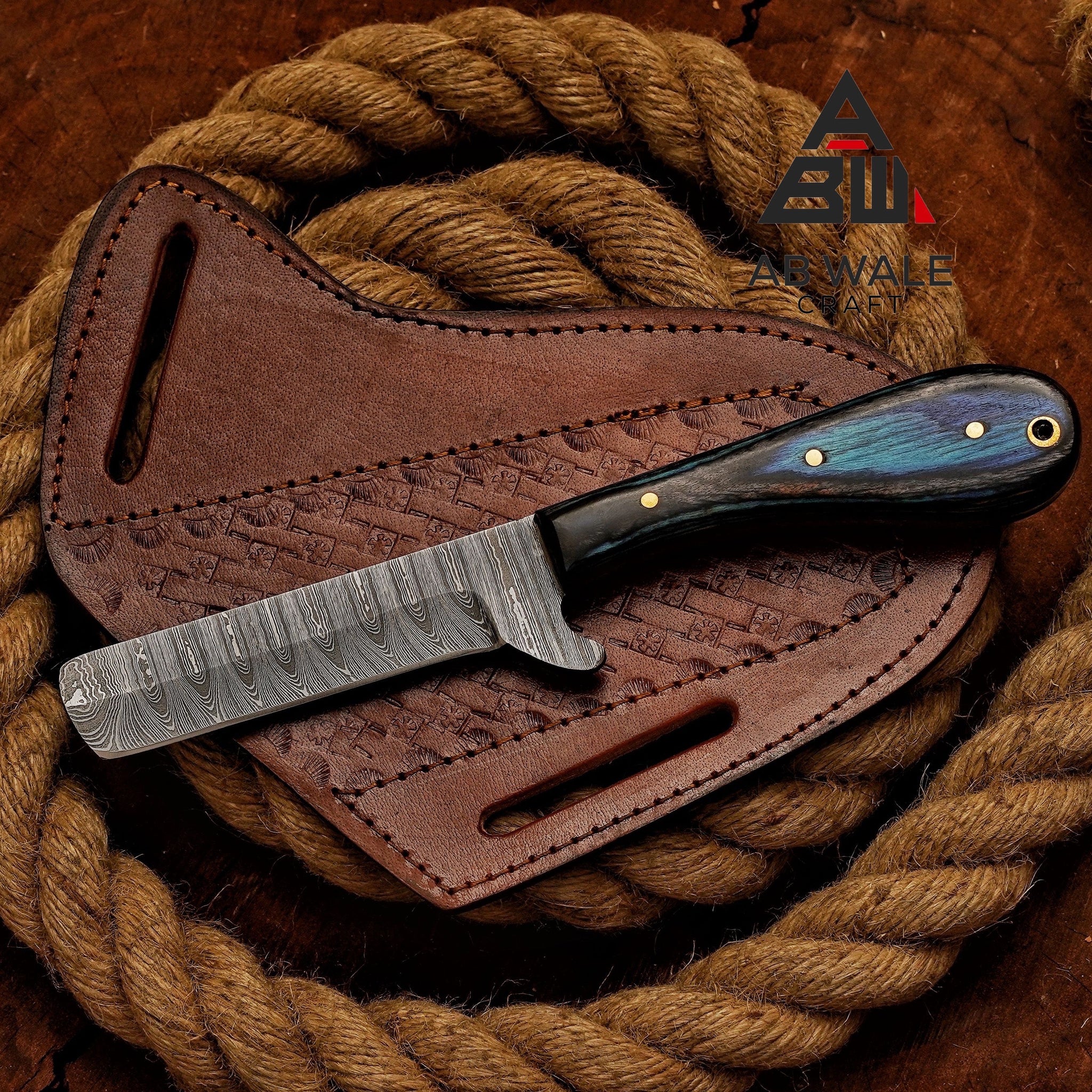 Handmade Damascus Bull Cutter Knife